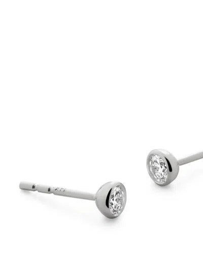 Monica Vinader Womens Silver Solitaire 14ct White-gold And 0.2ct Brilliant-cut Lab-grown Diamond Stud Earrings In Silver