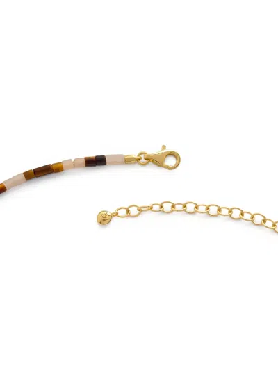 Monica Vinader Gold Delphi Multi Gemstone Beaded Bracelet Tigers Eye In Gold