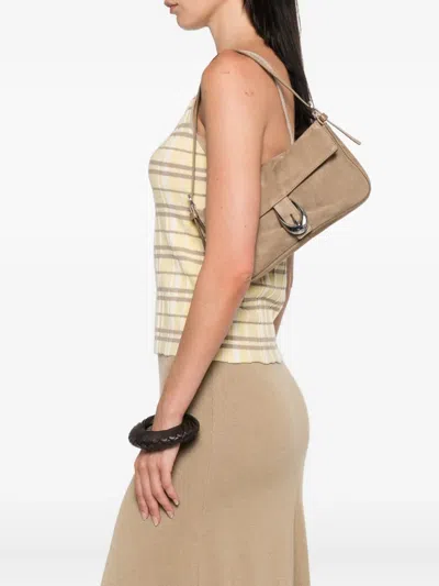 Staud Harlow Buckled Suede Shoulder Bag
