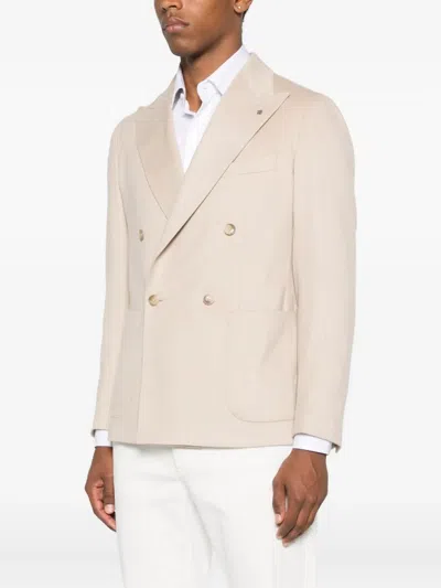 Tagliatore Double-breasted Blazer In Neutral