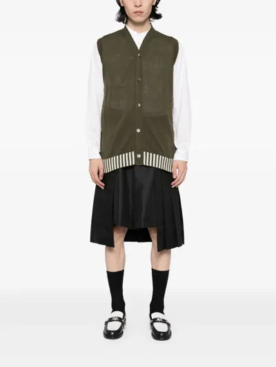 Comme Des Garçons Homme Deux Button Down Knit Vest Cardigan In Green