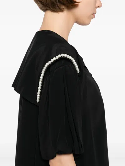 Simone Rocha Cropped Sailor Collar Shirt In Black