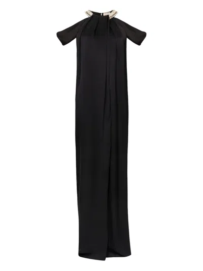 Temperley London Adalina Embellished Halter-neck Maxi Dress In Black