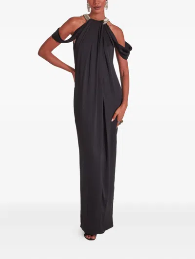 Temperley London Adalina Embellished Halter-neck Maxi Dress In Black