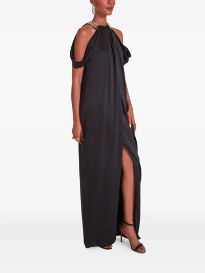 Temperley London Adalina Embellished Halter-neck Maxi Dress In Black