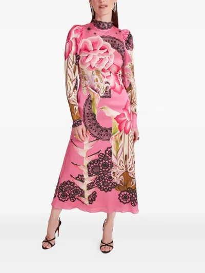 Temperley London Cici Floral-lace Print Tie-neck Midi Dress In Multi