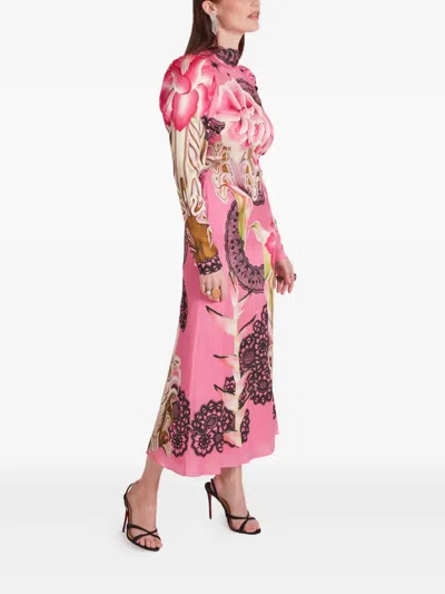 Temperley London Cici Floral-lace Print Tie-neck Midi Dress In Multi