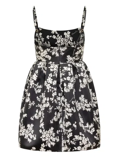 Elisabetta Franchi Floral-print Midi Dress In Black
