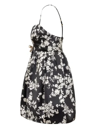 Elisabetta Franchi Floral-print Midi Dress In Black