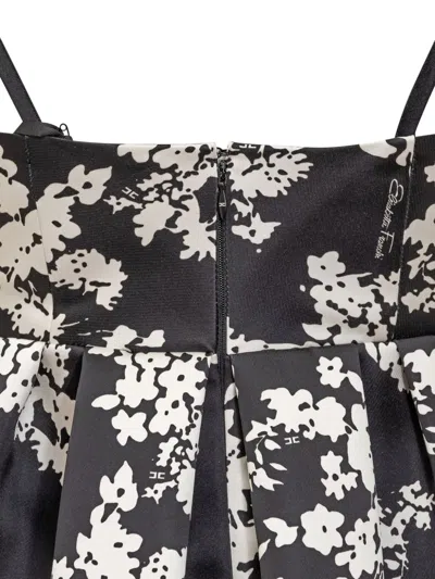 Elisabetta Franchi Floral-print Midi Dress In Black