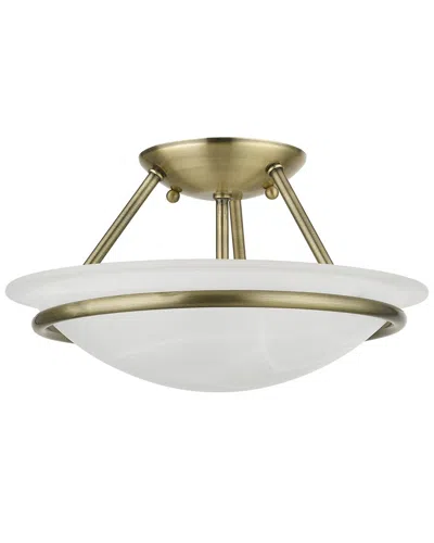 Livex Lighting 2 Light Antique Brass Small Semi-flush