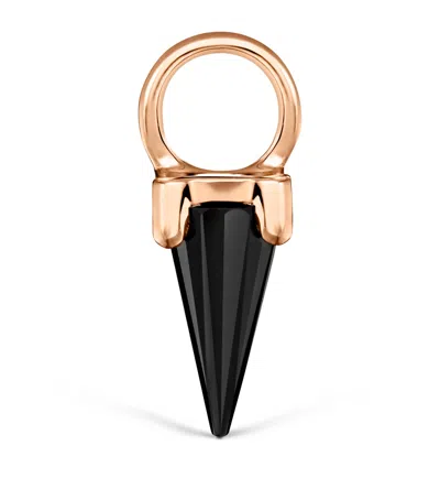 Maria Tash Rose Gold Black Moissanite Spike Charm In Black