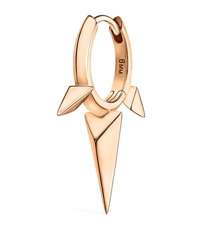 Maria Tash Rose Gold Faceted Triple Long Spike Hoop Earring
