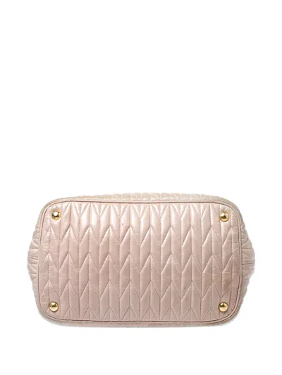 Pre-owned Miu Miu Matelassé Leather Tote Bag In Pink