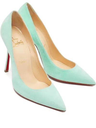 Pre-owned Christian Louboutin 110mm Kate Suede Pumps In Green