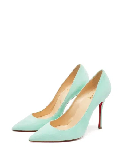 Pre-owned Christian Louboutin 110mm Kate Suede Pumps In Green