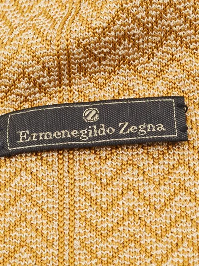Pre-owned Ermenegildo Zegna Vintage Chevron-knit Tie In Yellow