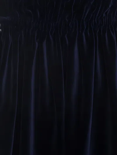 Pre-owned Carven Vintage Velvet Midi Skirt In Blue
