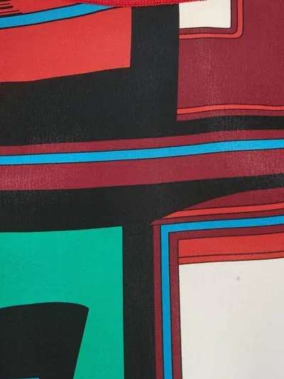 Pre-owned Hermes Geometric Silk Top In Red