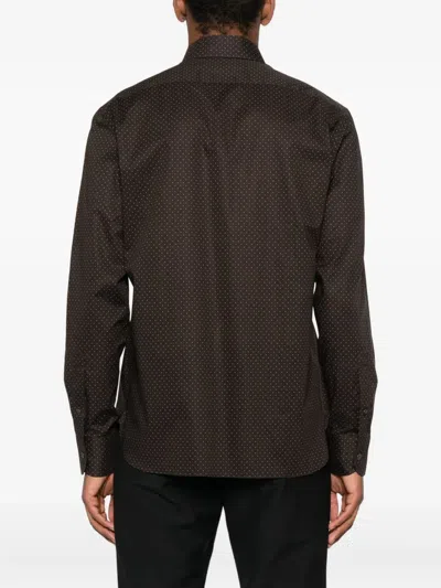 Tom Ford Polka-dot Cotton Shirt In Brown