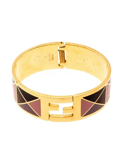 Pre-owned Fendi Sta Geometric-pattern Bangle