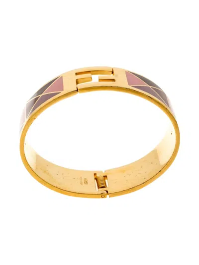 Pre-owned Fendi Sta Geometric-pattern Bangle