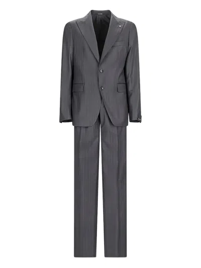 Tagliatore Stripe-pattern Suit In Gray