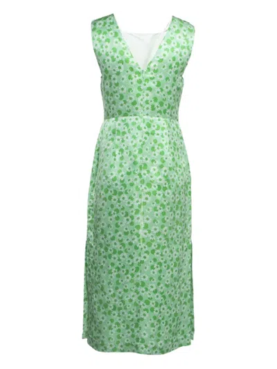 Pre-owned Sandro Floral-print Midi Dress In Green