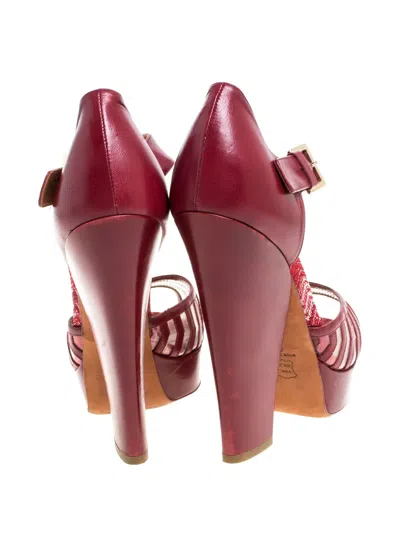 Pre-owned Missoni 145mm Platform Buckled Sandals In Red