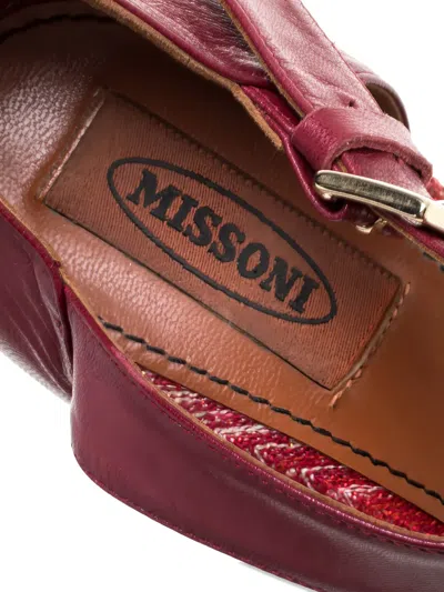 Pre-owned Missoni 145mm Platform Buckled Sandals In Red