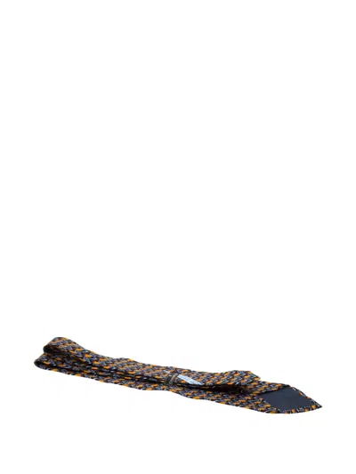 Pre-owned Ermenegildo Zegna Vintage Patterned-jacquard Silk Tie In Orange