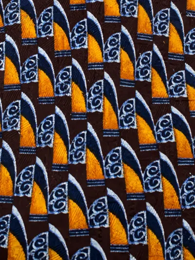 Pre-owned Ermenegildo Zegna Vintage Patterned-jacquard Silk Tie In Orange