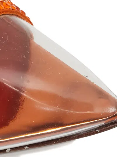 Pre-owned Gianvito Rossi 105mm Hortensia Crystal-embellished Pumps In Orange