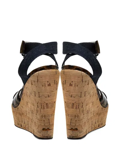 Pre-owned Dolce & Gabbana 135mm Leopard-print Wedge Sandals