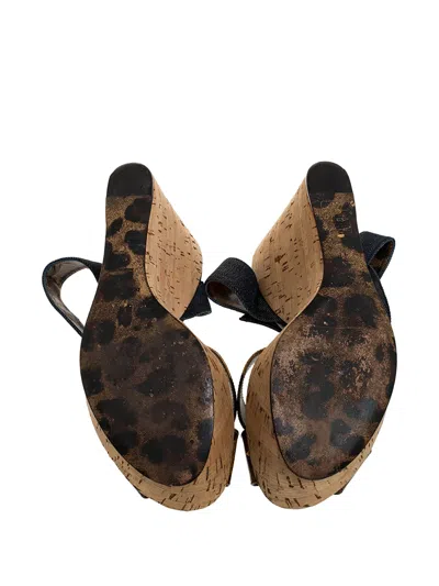 Pre-owned Dolce & Gabbana 135mm Leopard-print Wedge Sandals