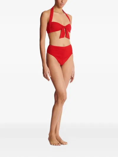 Balmain Plain Two-piece Swimsuit In Red