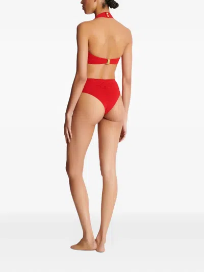 Balmain Plain Two-piece Swimsuit In Red