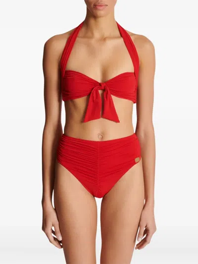 Balmain Plain Two-piece Swimsuit In Red