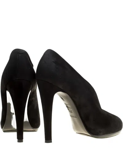 Pre-owned Hermes 115mm Florida Suede Pumps In Black