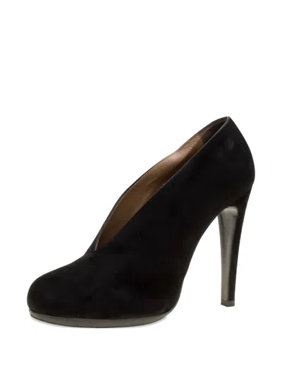 Pre-owned Hermes 115mm Florida Suede Pumps In Black