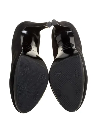 Pre-owned Hermes 115mm Florida Suede Pumps In Black