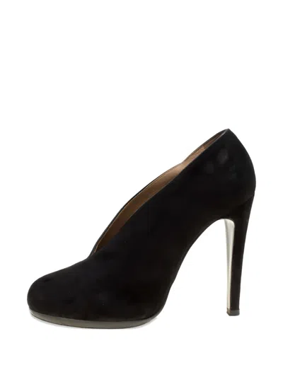 Pre-owned Hermes 115mm Florida Suede Pumps In Black