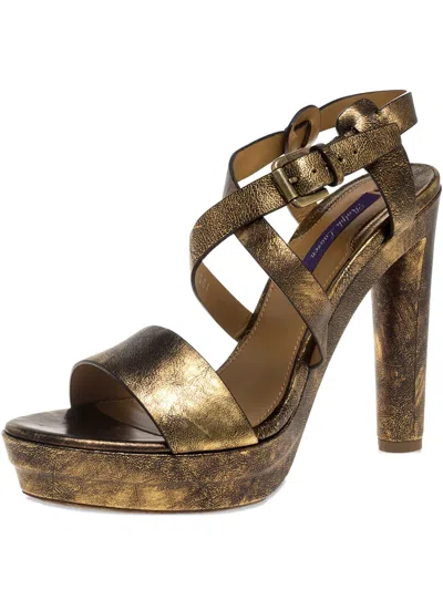 Pre-owned Polo Ralph Lauren 130mm Patent-leather Sandals In Gold