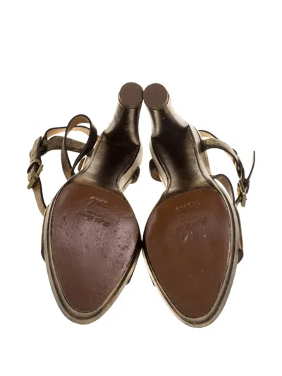 Pre-owned Polo Ralph Lauren 130mm Patent-leather Sandals In Gold
