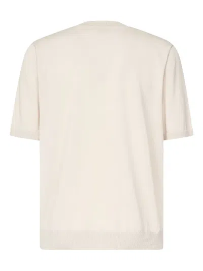 Eleventy Sand Knit Round Neck Short-sleeved Shirt In Neutral
