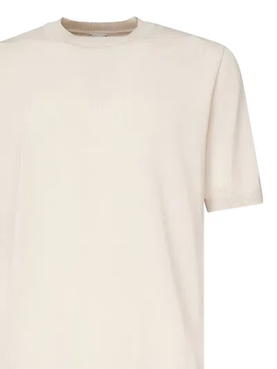 Eleventy Sand Knit Round Neck Short-sleeved Shirt In Neutral