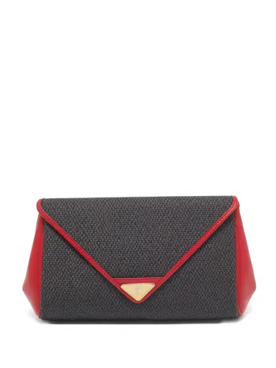 Pre-owned Saint Laurent Leather-trim Canvas Clutch Bag