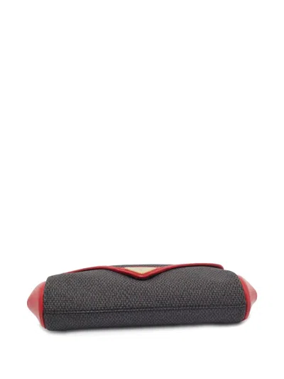 Pre-owned Saint Laurent Leather-trim Canvas Clutch Bag