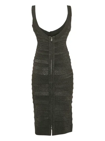 Pre-owned Herve Leger Bandage Knit Midi Dress In Black
