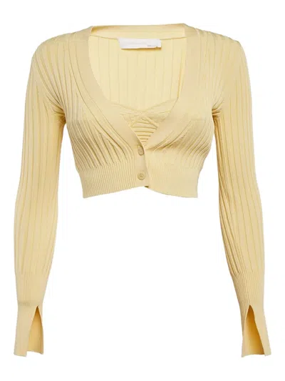 Pre-owned Simkhai Ribbed-knit Set Top In Yellow